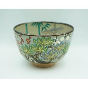 茶道具 抹茶茶碗 京焼き 染付 祥瑞捻山水 胴帯 五山窯 林淡幽 茶道