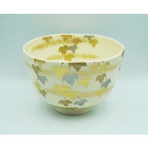 茶道具 茶碗 茶碗 金白金彩 柳画 相模竜泉 桐箱 : 新古茶道具 さかい