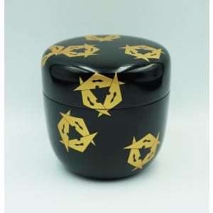 茶道具 香合 丸香合 溜塗 唐松蒔絵 批目 へぎ目 へぎめ 橋村萬象作 3