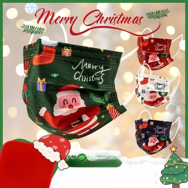 20枚 激安 マスク クリスマス主題 大人用 3D 不織布 カラー クリスマス キッズ 大人気 プレ...