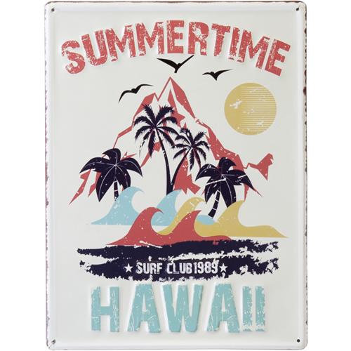 ブリキ看板 アンティーク SUMMER TIME HAWAII エンボスプレート メタル レトロ ア...