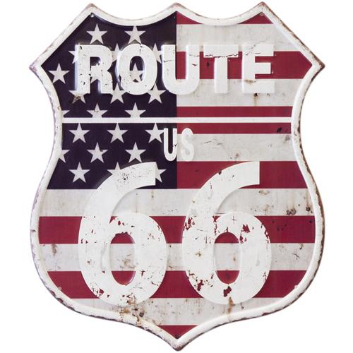 ブリキ看板 アンティーク ROUTE US 66 エンボスプレート メタル レトロ アメリカン アメ...