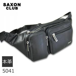 ウエストバッグ メンズ レザー 革 黒 40代 50代 ウエストポーチ ヒップバッグ SAXON 贈り物 買い物 爆買