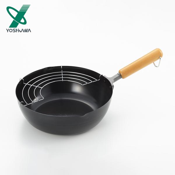 ヨシカワ ＮＥＷグルメパワー木柄いため兼用天ぷら鍋２4cm SJ3170 日本製 鍋 キッチン 調理...