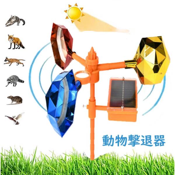 鳥よけ 動物撃退器 防鳥防獣対策 害獣対策器 スマート音声警報 農地果樹園の電力風力 鳥よけ USB...