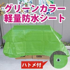 【サイズ、種類豊富】グリーンカラー軽量防水シート約2.7x3.6m(1.5間x2間) (#2000ブ...