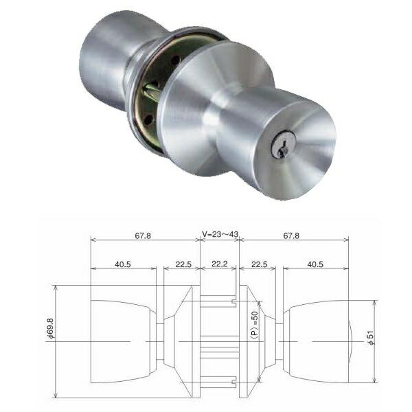 アルファ 取替握玉 型 33KN-TRW-32D-1型 ノブ ピンシリンダータイプ