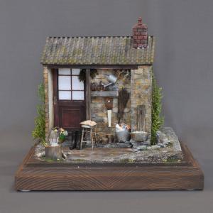 坂道の途中にあるガーデン小屋　：佐藤千寿子　Sugarhouse　塗装済完成品　1/12スケール｜sakatsu