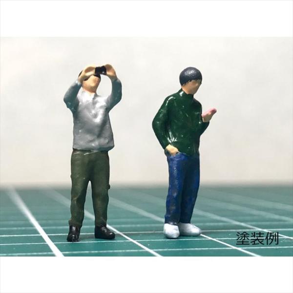 スマホを使う人　未塗装2種類入り　：すずめ模型　未塗装キット　HO(1/80)　HO-S259