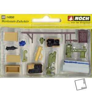 ワークショップアクセサリーセット（作業場小物）　：ノッホ　塗装済み完成品　HO(1/87)　14850