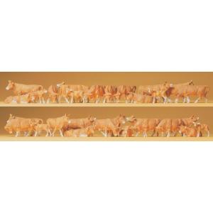 牛（茶 ジャージー種） 6頭 ：プライザー 塗装済完成品 HO(1/87) 10147