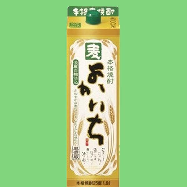 【麦の爽やかな風味とキレのある後味！】　よかいち　白麹　麦焼酎　25度　1800mlパック