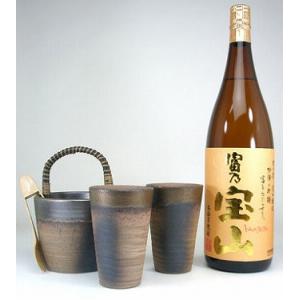 豪華酒器セット陶芸作家 安藤嘉規作（本格芋焼酎 富乃宝山 1800ｍｌ）｜sake-gets