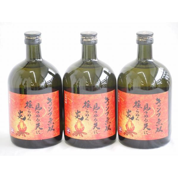 3本セット(キャンプ無双 樫樽貯蔵黒麹 芋焼酎ブレンド２５度(鹿児島県)) 720ml×3本