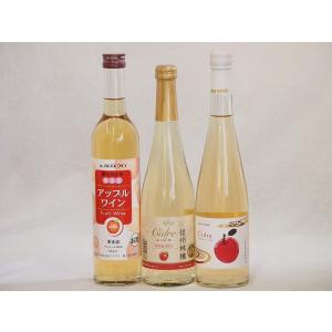 りんご酒3本セット(青森弘前市産シードル 信州林檎シードル アップルワイン) 500ml×3本｜sake-gets