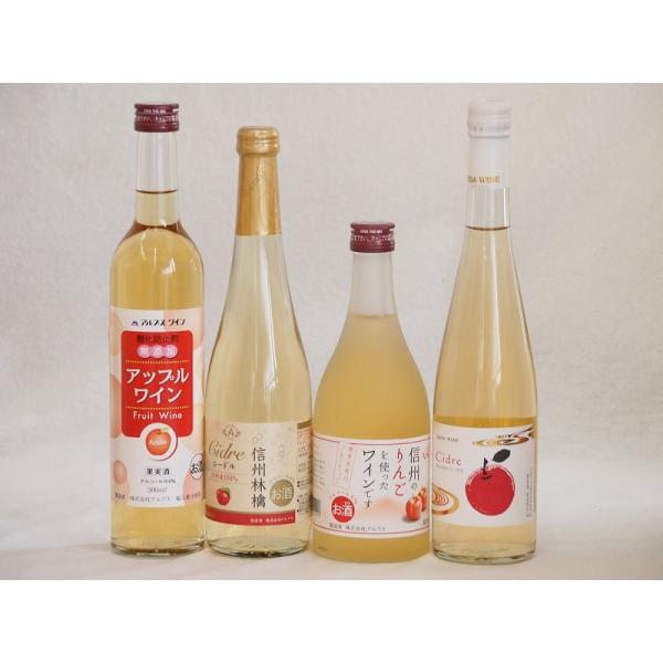 りんご酒4本セット(青森弘前市産シードル 信州林檎シードル アップルワイン 信州のりんごワイン) 5...