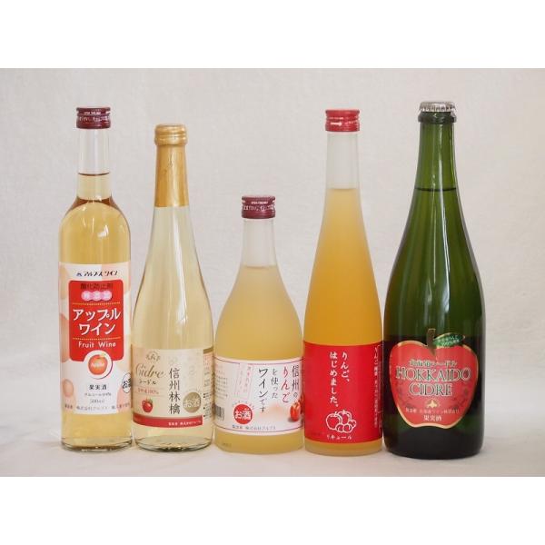 りんご酒5本セット(余市産りんご北海道シードル 信州林檎シードル りんごはじめましたりんご梅酒 アッ...