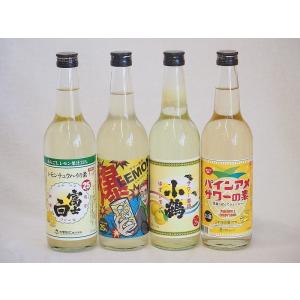 本格酎ハイの素4本セット(サワー専用 爆レモン パインアメサワーの素 レモンチュウハイの素 富士白 サワー専用 ゆずレモン) 600ml×4本｜sake-gets