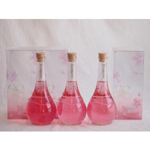 3本セット 女子の好きなとこ満載紀州梅酒 金箔入りblossom（ブロッサム）さくら梅酒 500ml×3本｜sake-gets