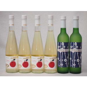 国産フルーツワイン6本セット Cider 青森弘前産りんご使用4本 梅ワイン京都青谷 梅わいん 京都山城青谷産城州白梅わいん2本 やや甘口 500ml｜sake-gets