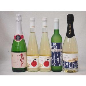 国産フルーツワイン5本セット京都青谷梅わいん500ml Cider 青森弘前産りんご使用500ml×2本 京都青谷産スパークリング梅わいん750ml｜sake-gets