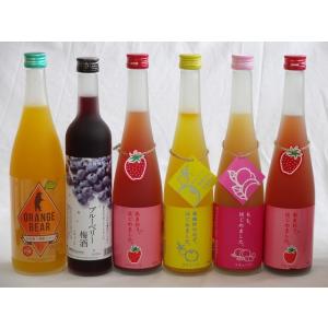 果実リキュール6本セット 紀州産 南高梅使用ブルーベリー梅酒 500ml（和歌山）・元坂酒造 日本酒オレンジ(三重県) ・篠崎｜sake-gets