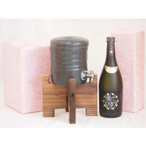 国産美濃焼 焼酎サーバー1200cc木代付セット(13.5×15.5cm 1.6kg)壱岐焼酎協業組合 麦焼酎十酔傳説 (長崎県)  720ml｜sake-gets