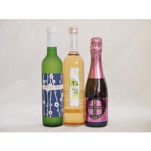 梅酒特集3本セット(薩摩スパークリングにごり梅酒梅太夫(鹿児島) 京都青谷梅わいん(京都) 百助梅酒(大分)) 375ml×1本 500ml×2本｜sake-gets