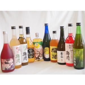 豪華梅酒10本セット(芋焼酎仕込五代梅酒(鹿児島) 宇治玉露梅酒(京都) 赤しそ赤い梅酒(和歌山) 樽熟梅酒天空の月(大分) 鍛高譚梅酒 梅酒 鶯の杜｜sake-gets