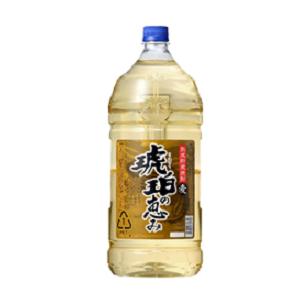 （４本で送料無料）琥珀の恵み(こはくのめぐみ)　２５度　４０００ｍｌ（4L）　樫樽熟成貯蔵　本格麦焼酎　若松酒造｜sake-izawa