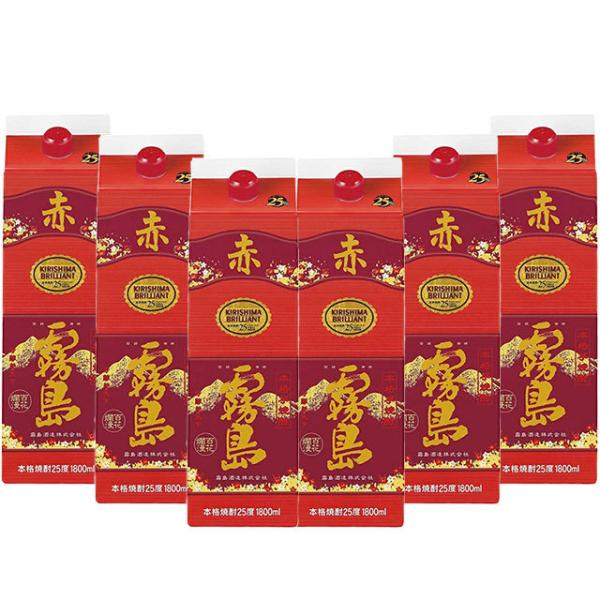 赤霧島　芋焼酎　25度　1800mlパック　1ケース(6本)