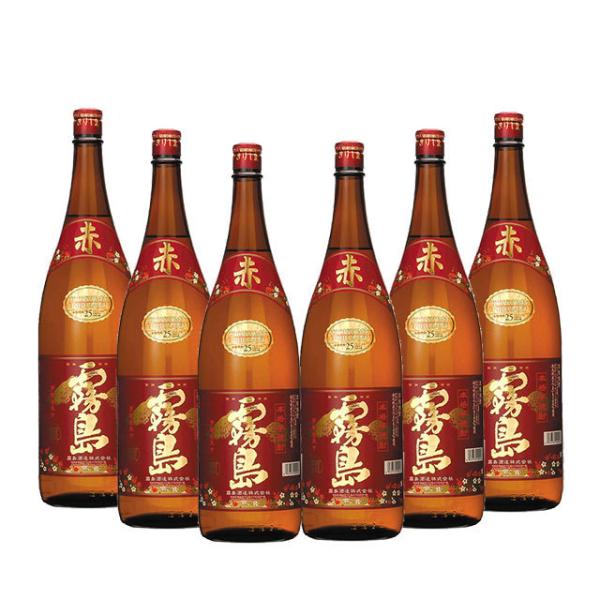 送料無料 赤霧島　芋焼酎　25度　1800ml×6本(P箱で発送)（東北は別途送料必要）