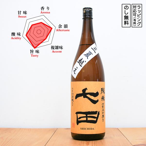 【全国で当店のみ】七田 日本酒 ひやおろし 三夏越え 純米 七割五分磨き 山田穂 1800　 しちだ...