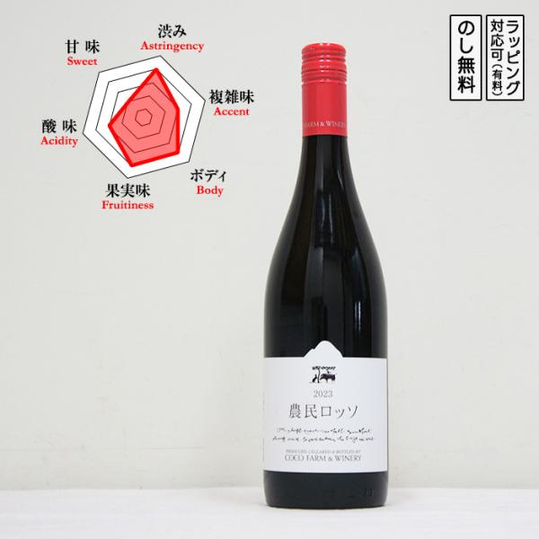 農民ロッソ 赤ワイン ミディアムボディ 辛口 750ml　 野生酵母 多品種ブレンド　 (栃木県/コ...