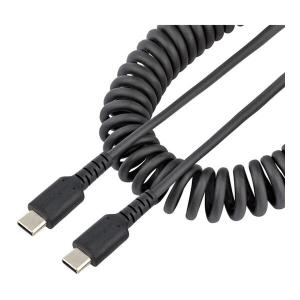 StarTech R2CCC-50C-USB-CABLE 高耐久USB-C ケーブル (50cm コイル(伸縮)型/アラミド繊維補強/オス-オス/USB2.0 A-USB Type C ケーブル)｜sake-premoa