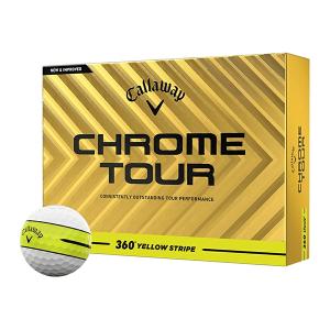 日本正規品 キャロウェイ CHROME TOUR 360 ゴルフボール 2025年モデル イエローストライプ 1ダース(12個入り)