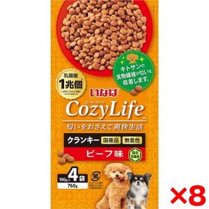 【1,000円OFFクーポン配布中】8個セット いなばペットフード いなば Cozy Life クランキー ビーフ味 190g×4袋｜sake-premoa