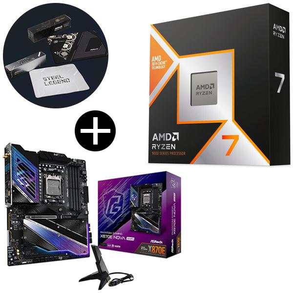 AMD Ryzen 7 9800X3D CPU + ASRock X870E Nova WiFi P...