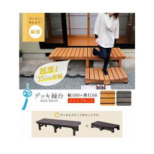 住まいスタイル DE-180STP-DBR デッキ縁台180×58 ステップセット ダークブラウン メーカー直送