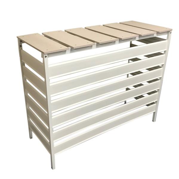 人工木アルミ室外機カバー6型 分割型 ホワイト 旭興進 メーカー直送