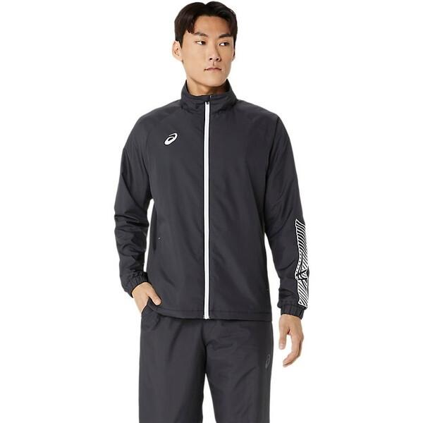 アシックス 裏トリコットウインドブレーカージャケット パフォーマンスブラック×ブリリアントホワイト ...