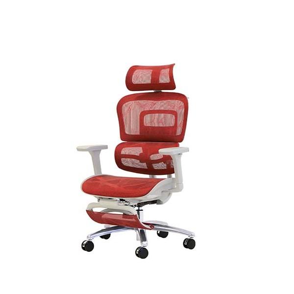 Netforce DP-1HF-W-RD レッド ダイナミクスPro オフィスチェア (肘付き・ヘッ...