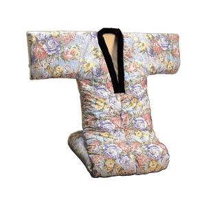 ファミリー ライフ 衿カバー付 遠赤綿入り 裏フリース かいまき布団 ブルー  メーカー直送