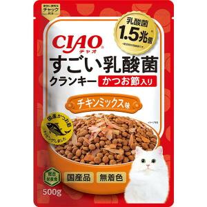 いなばペットフード CIAO すごい乳酸菌クランキー 500g かつお節入り チキンミックス味｜sake-premoa