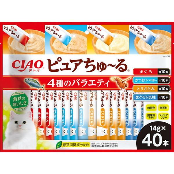CIAO ピュアちゅ〜る 猫 おやつ ウエットフード 40本 4種のバラエティ チュール いなばペッ...