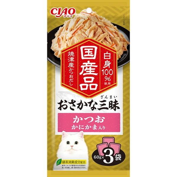 いなばペットフード おさかな三昧 かつお かにかま入り 60g×3袋