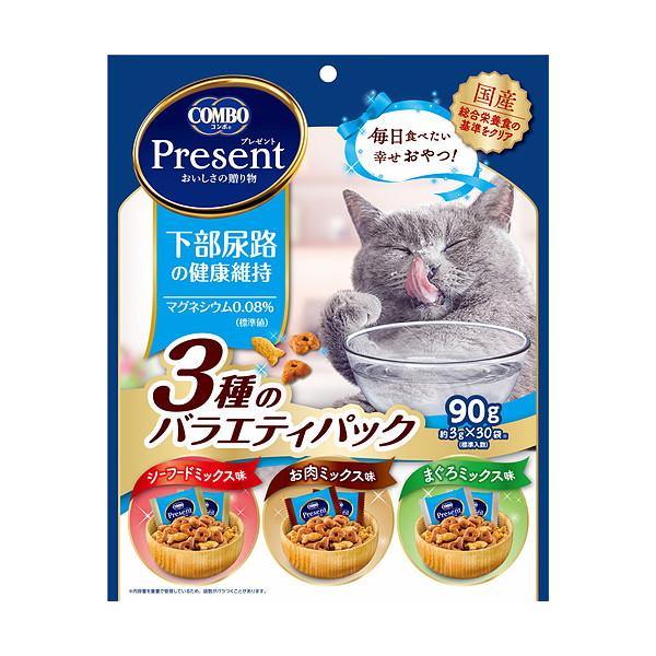 日本ペットフード コンボ プレゼント キャット おやつ下部尿路の健康維持3種のバラエティパック 90...