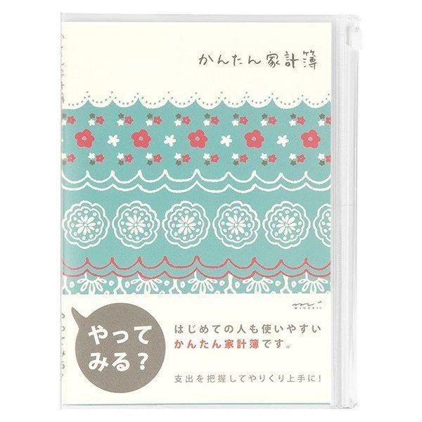 ミドリ 家計簿(A5) 月間 かんたん レース柄 12393006