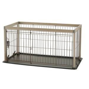 リッチェル 木製スライドペットサークル ワイド ダークブラウン ( 1台