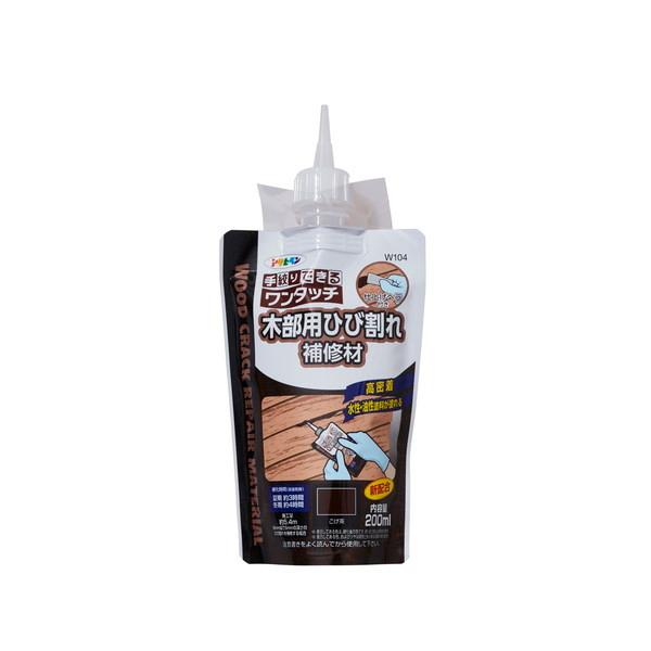 アサヒペン ワンタッチ 木部用ひび割れ補修材 200ML W104 こげ茶
